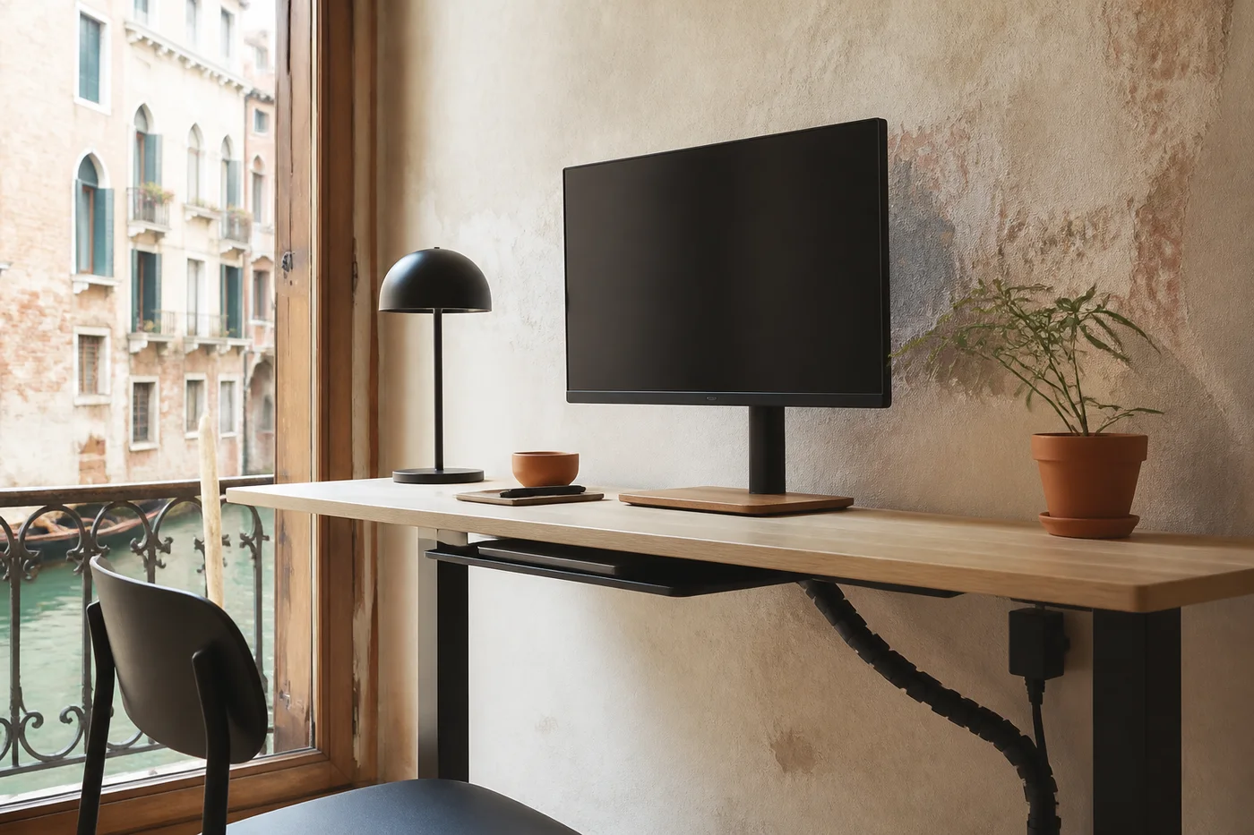 Organized writing desk in Venice